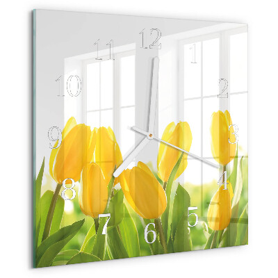 Wanduhr quadratisch Tulpen