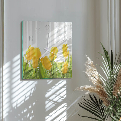 Wanduhr quadratisch Tulpen