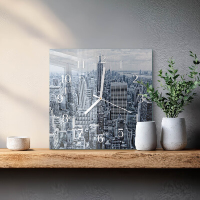 Wanduhr quadratisch Stadt