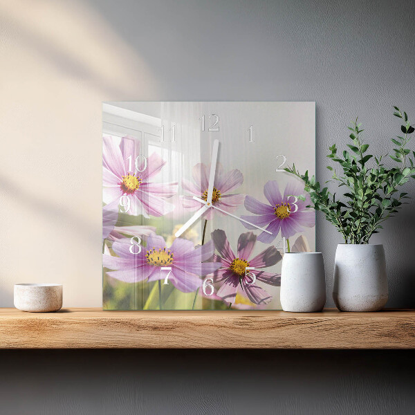 Wanduhr quadratisch Blumen