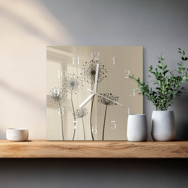 Wanduhr quadratisch Blumen