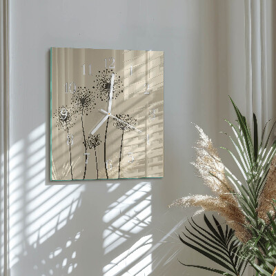 Wanduhr quadratisch Blumen