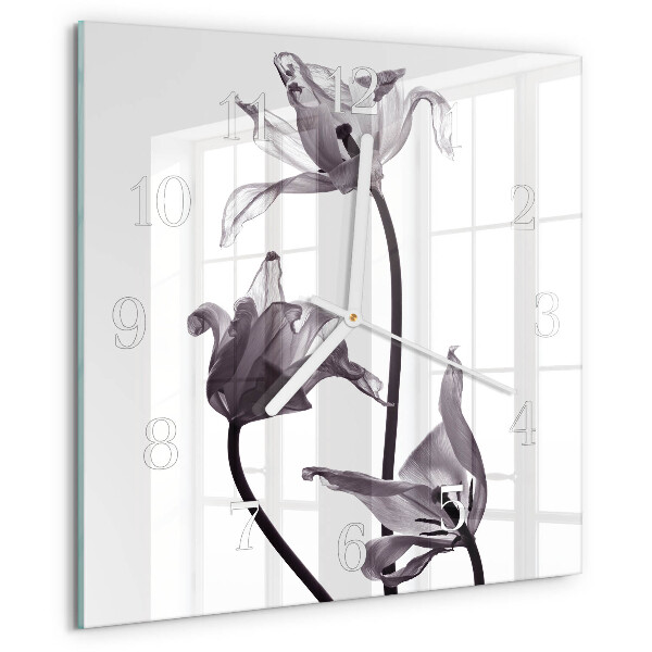 Wanduhr quadratisch Blumen