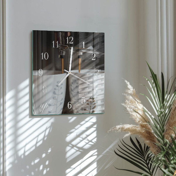 Wanduhr quadratisch Kaffeemaschine