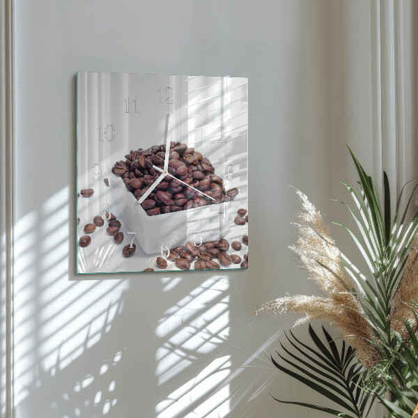 Wanduhr quadratisch Kaffeebohnen