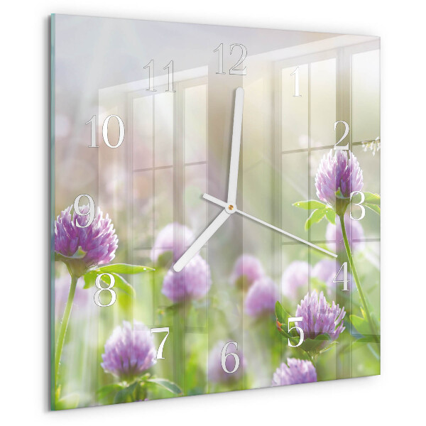 Wanduhr quadratisch Blumen
