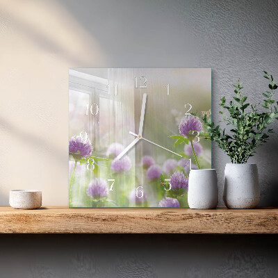Wanduhr quadratisch Blumen