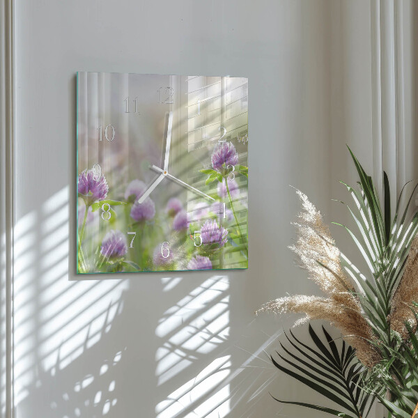 Wanduhr quadratisch Blumen