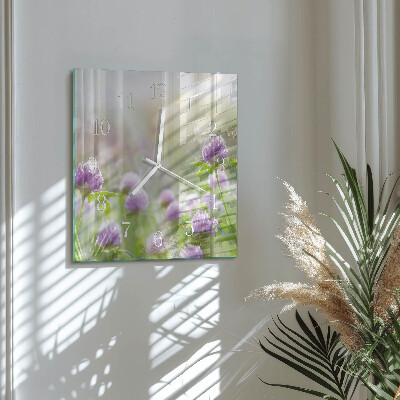 Wanduhr quadratisch Blumen