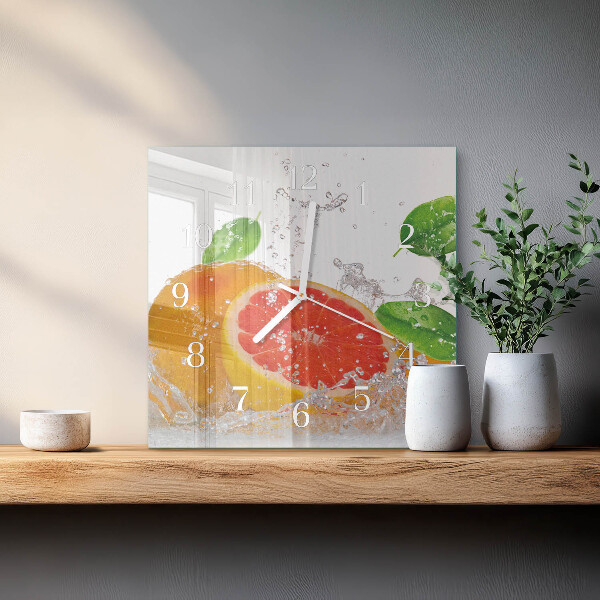 Wanduhr quadratisch Grapefruit
