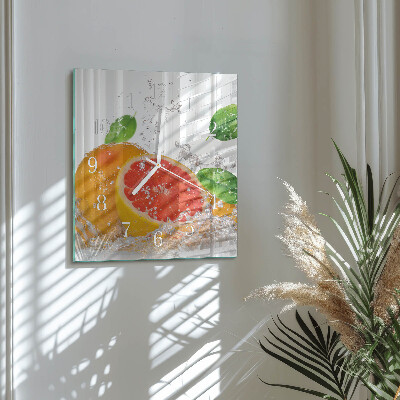 Wanduhr quadratisch Grapefruit