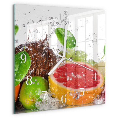 Wanduhr quadratisch Obst