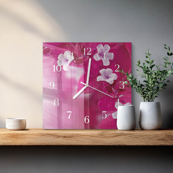 Wanduhr quadratisch Blumen