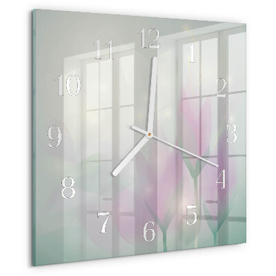 Wanduhr quadratisch Blumen
