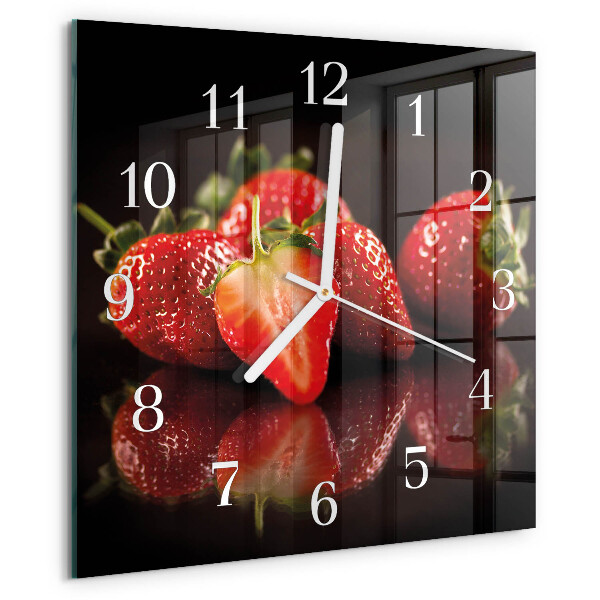 Wanduhr quadratisch Erdbeeren