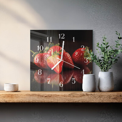 Wanduhr quadratisch Erdbeeren