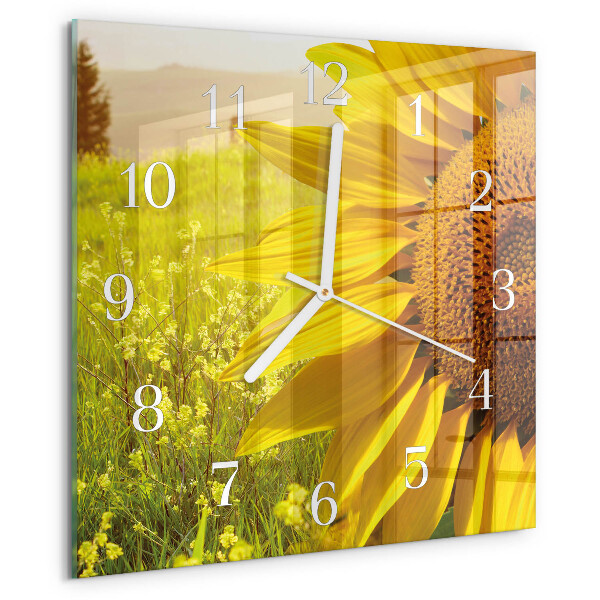 Wanduhr quadratisch Sonnenblume