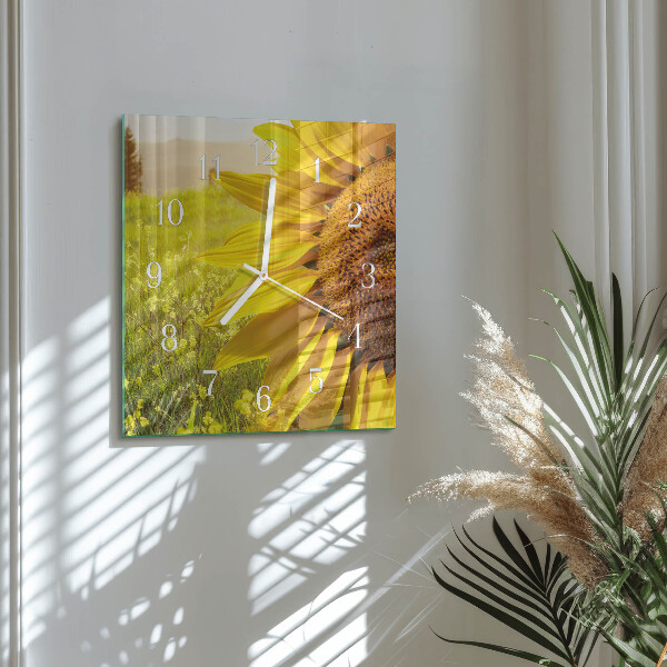 Wanduhr quadratisch Sonnenblume