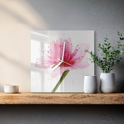 Wanduhr quadratisch Blume