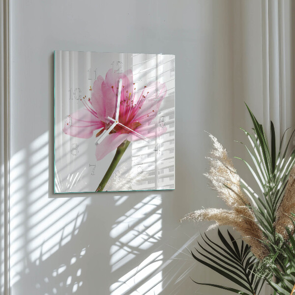 Wanduhr quadratisch Blume