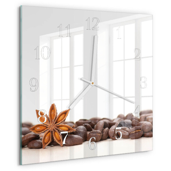 Wanduhr quadratisch Kaffeebohnen
