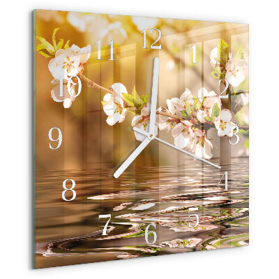 Wanduhr quadratisch Blumen