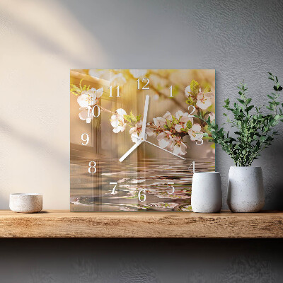 Wanduhr quadratisch Blumen