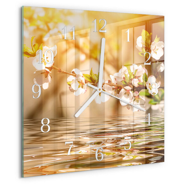 Wanduhr quadratisch Blumen