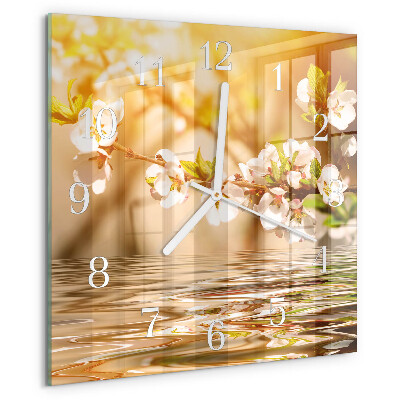 Wanduhr quadratisch Blumen