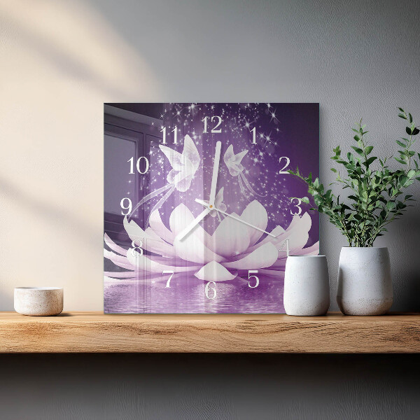 Wanduhr quadratisch Blume
