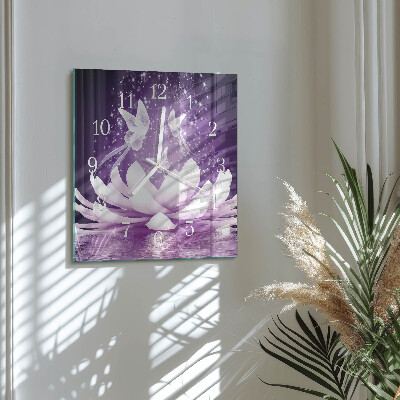 Wanduhr quadratisch Blume