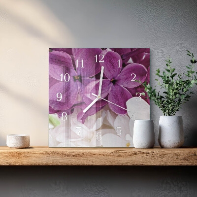 Wanduhr quadratisch Blumen