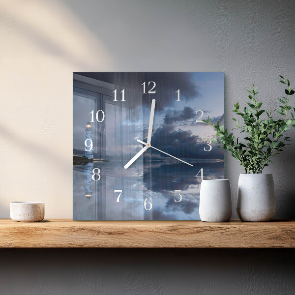 Wanduhr quadratisch Leuchtturm