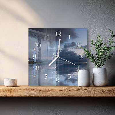 Wanduhr quadratisch Leuchtturm