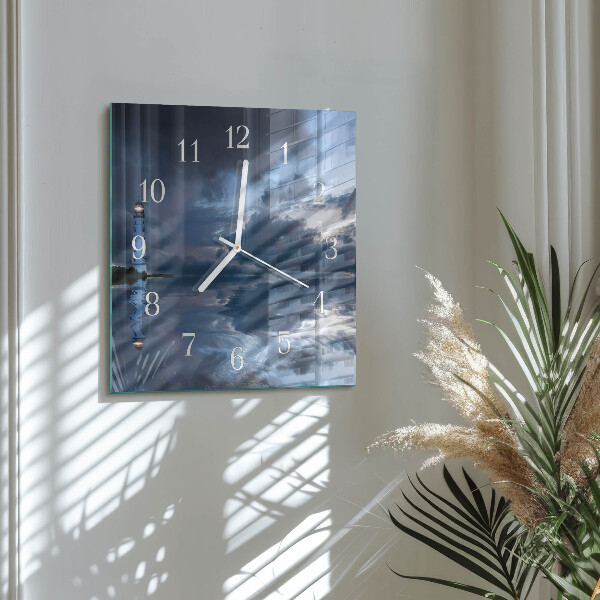 Wanduhr quadratisch Leuchtturm