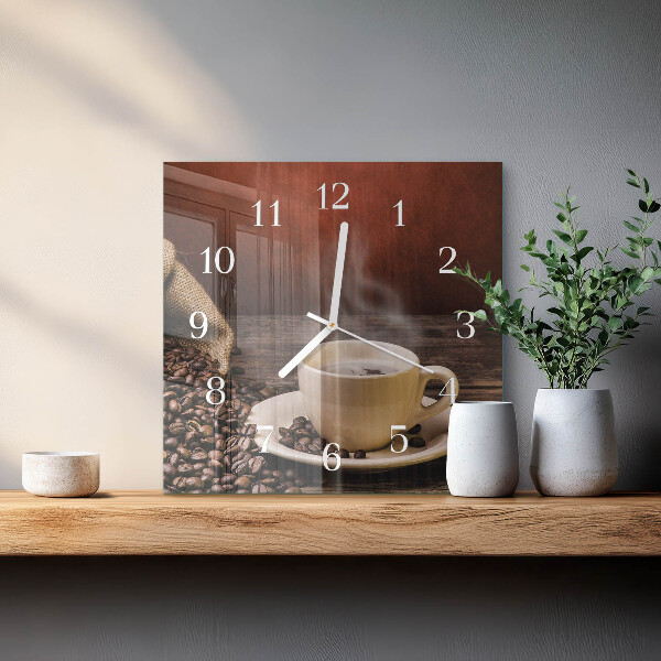 Wanduhr quadratisch Kaffee