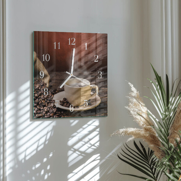 Wanduhr quadratisch Kaffee