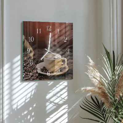 Wanduhr quadratisch Kaffee