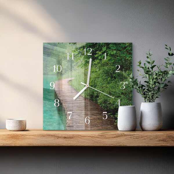 Wanduhr quadratisch Holzsteg