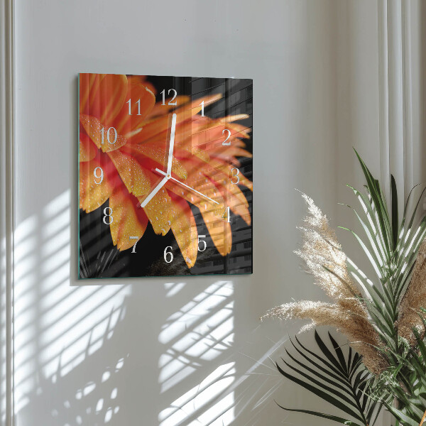 Wanduhr quadratisch Gerbera