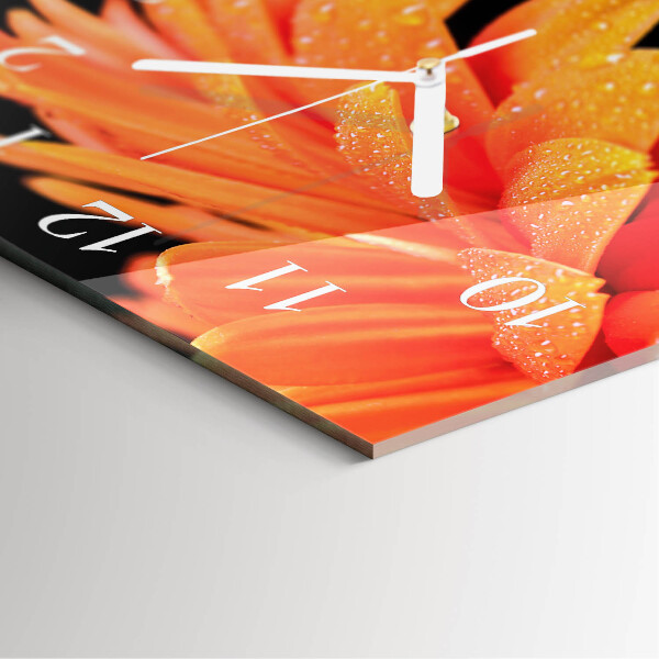 Wanduhr quadratisch Gerbera
