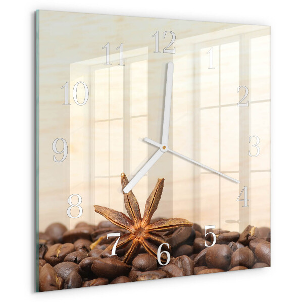 Wanduhr quadratisch Kaffeebohnen