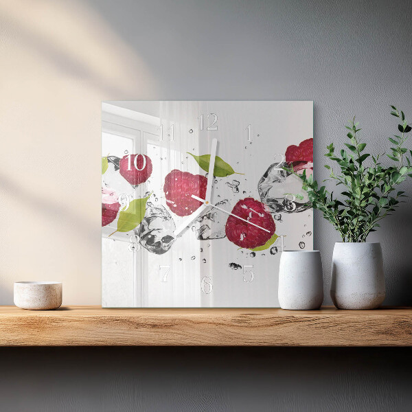 Wanduhr quadratisch Himbeeren