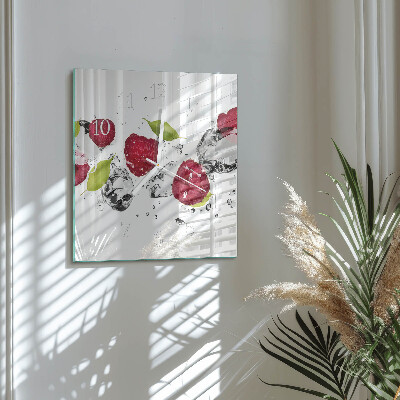 Wanduhr quadratisch Himbeeren