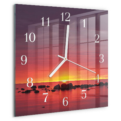 Wanduhr quadratisch Sonnenuntergang