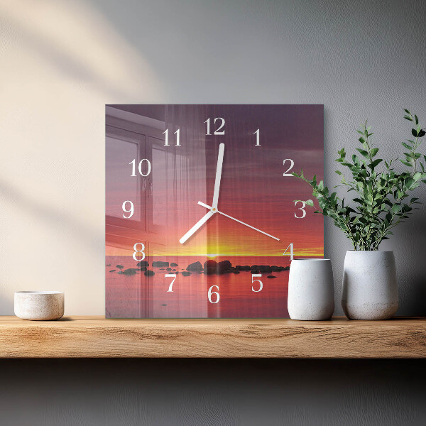 Wanduhr quadratisch Sonnenuntergang