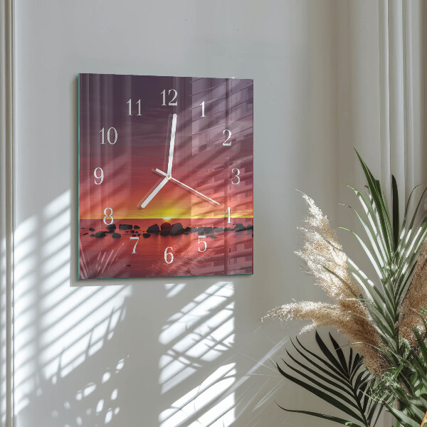 Wanduhr quadratisch Sonnenuntergang