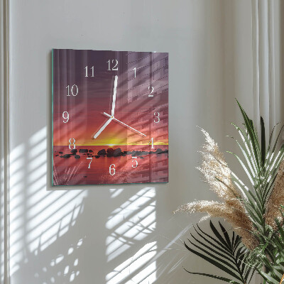Wanduhr quadratisch Sonnenuntergang