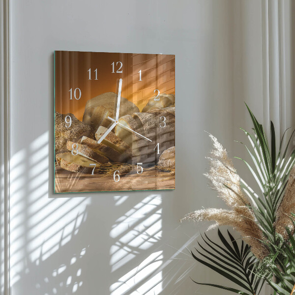 Wanduhr quadratisch Brot