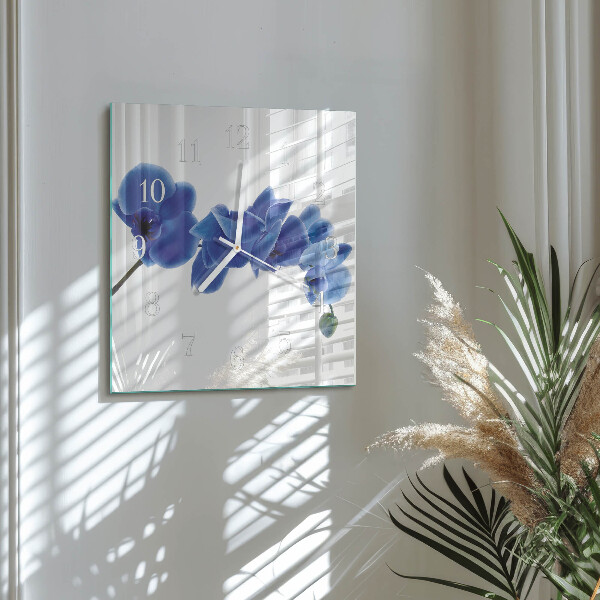 Wanduhr quadratisch Orchidee